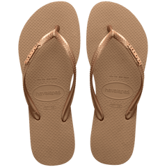 Women's Slim Logo Metallic Flip Flops