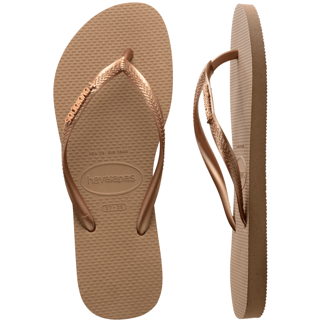 Women's Slim Logo Metallic Flip Flops