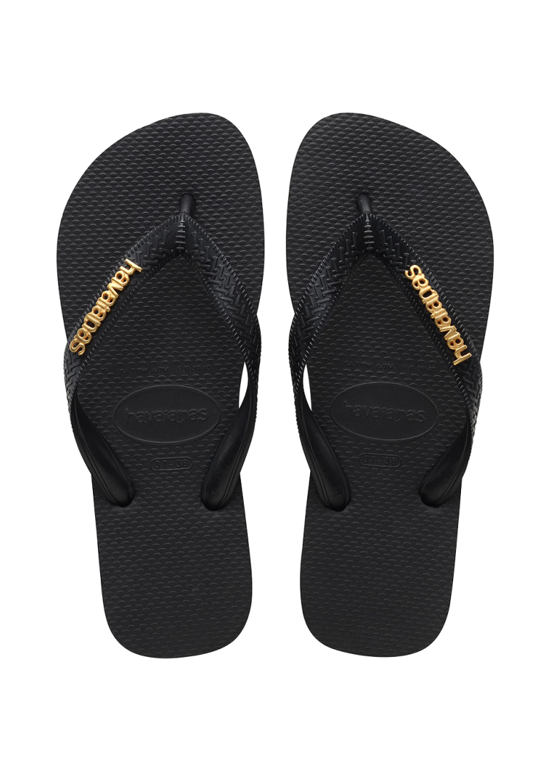 Women's Top Logo Metallic Flip Flops