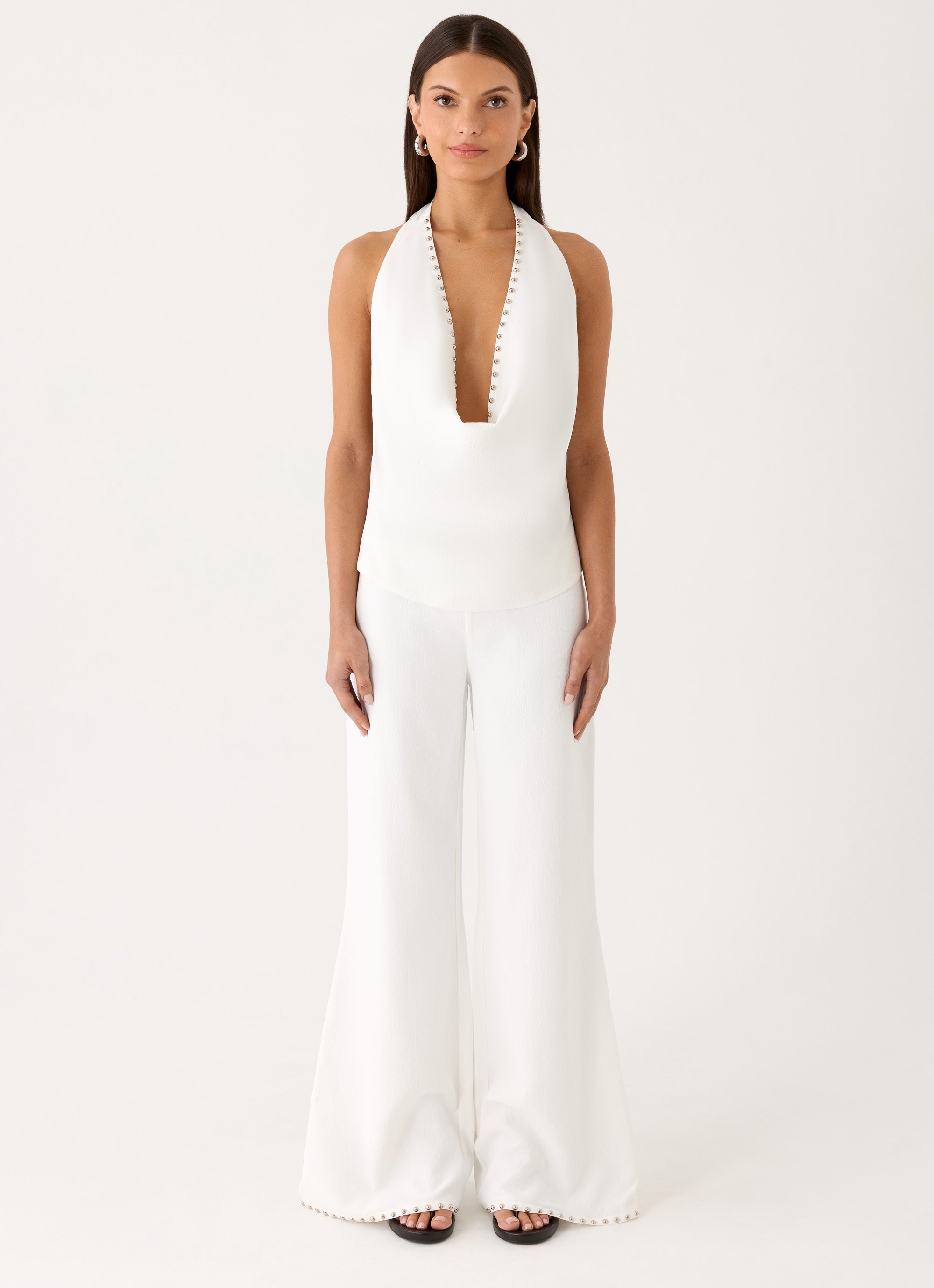 Ashika Studded Top - White