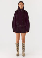 Marlow Faux Suede Jacket - Black