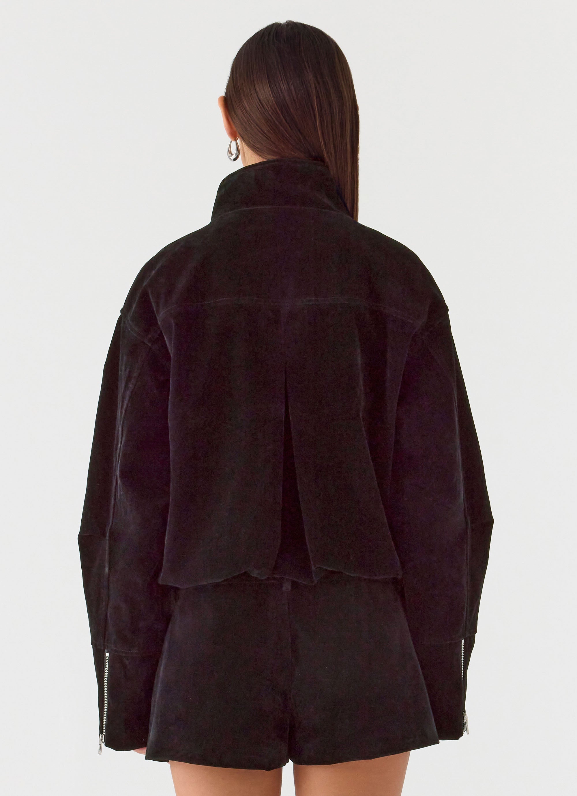 Marlow Faux Suede Jacket - Black